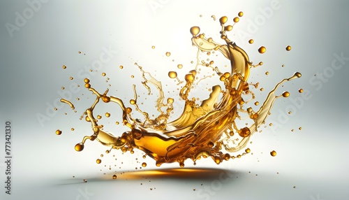 Dynamic Golden Liquid Splash in Mid-Air