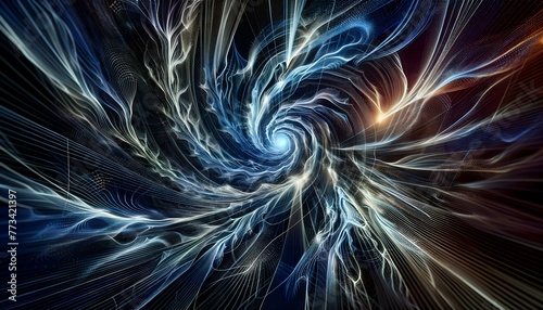 Abstract Digital Vortex in Blue and White