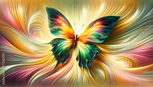 Vibrant Abstract Butterfly with Flowing Color Waves