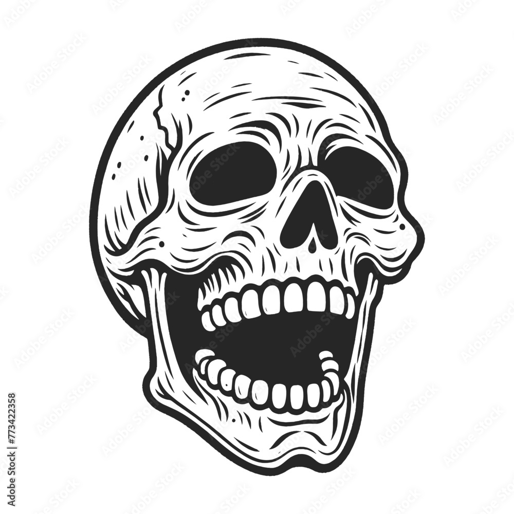 Cartoon laughing Human Skull sketch engraving generative ai fictional character vector illustration. Scratch board imitation. Black and white image. Tattoo. Cartoon laughing Human Skull sketch engraving generative ai fictional character vector illustration. Scratch board imitation. Black and white image. Tattoo.
