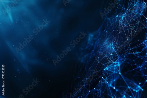 geometric shapes on the right side, forming an abstract web pattern or network grid structure Generative AI
