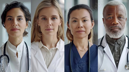 Portraits of a group of medical workers standing in a row