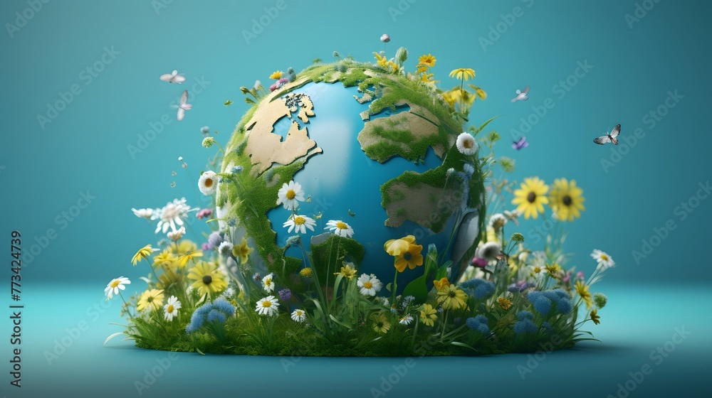 Earth globe on grass Earth globe on grass