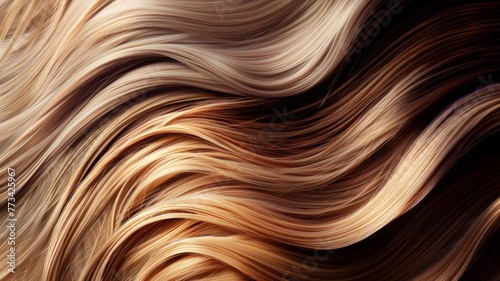 Detailed close-up showcasing the texture of wavy hair  with individual strands and waves clearly visible