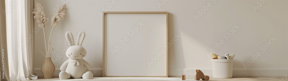 children's room, mockup for a picture or poster with frame, created with generative AI technology children's room, mockup for a picture or poster with frame, created with generative AI technology