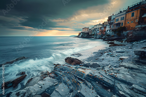 Charming Coastal Charm: Picturesque View of Bogliasco, Italy photo