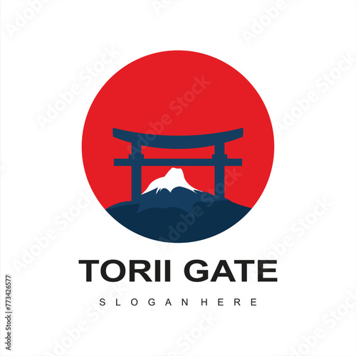  torii gate logo design icon illustration vector template