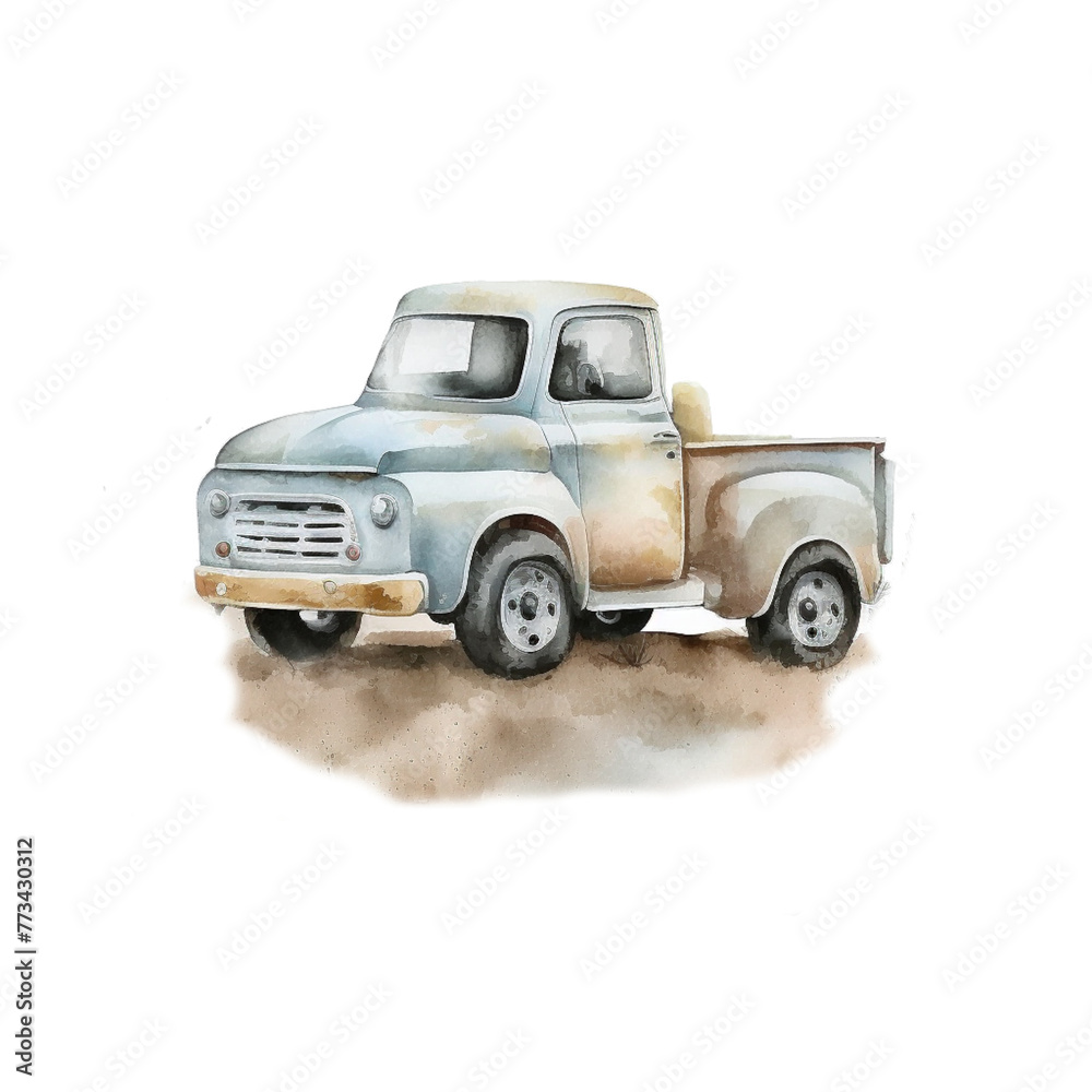 vintage truck watercolor