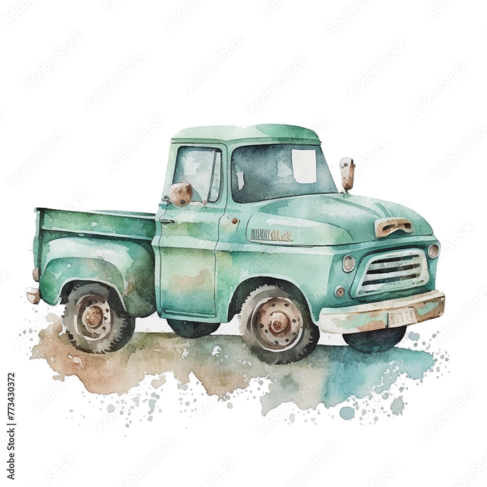 vintage truck watercolor