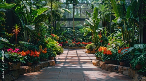 A vibrant botanical garden, with exotic plants from around the world, celebrating the wonder of biodiversity and the need to protect it for future generations.