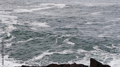 Sliver Of Volcanic Rock Shore With Ocean Swells Depoe Bay Oregon
 photo