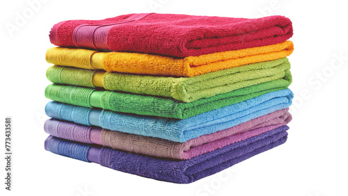 Stack of colorful towels isolated on Transparent background