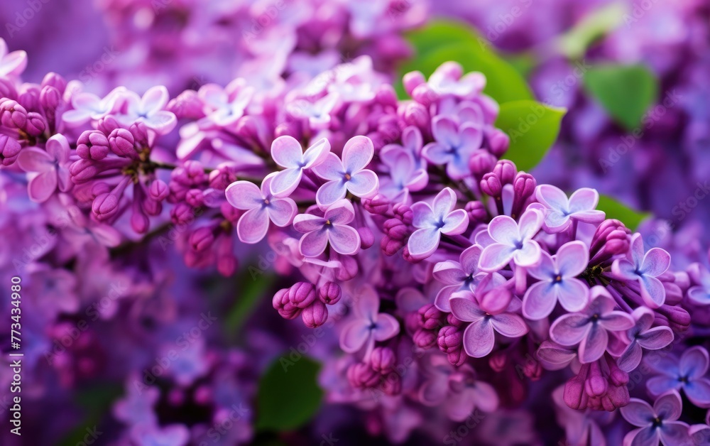 Purple lilac flowers blossom in garden, spring background Purple lilac flowers blossom in garden, spring background