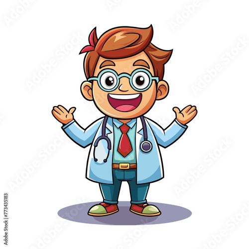 A Happy Funny Doctor Character Isolated on a White Background