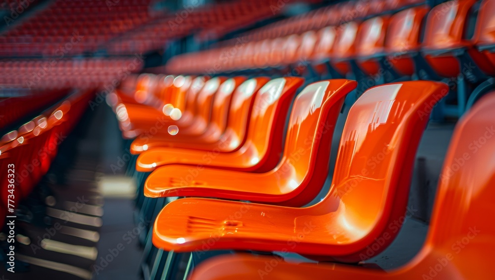 rows of red seats in stadium