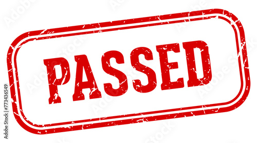 passed stamp. passed rectangular stamp on white background