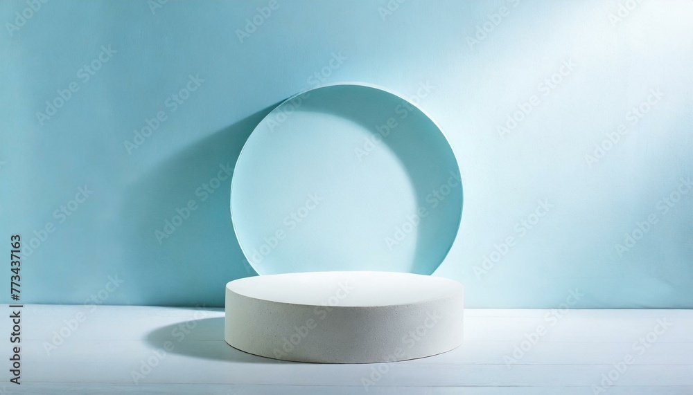 Blue & Bold: A Backlit Round Podium for Impact