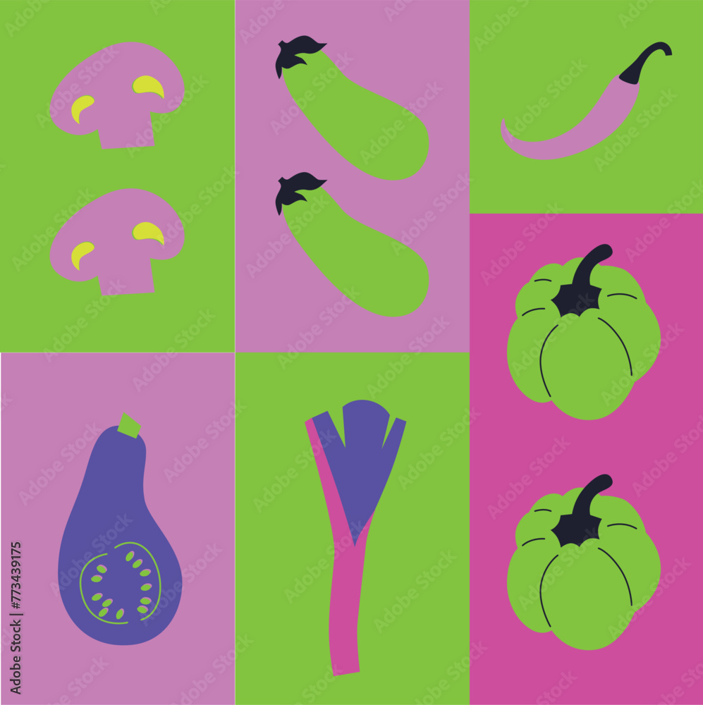 Fruits and berries. Summer fruits vector collection. Flat abstract style Fruits and berries. Summer fruits vector collection. Flat abstract style