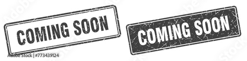 coming soon stamp set. coming soon square grunge sign