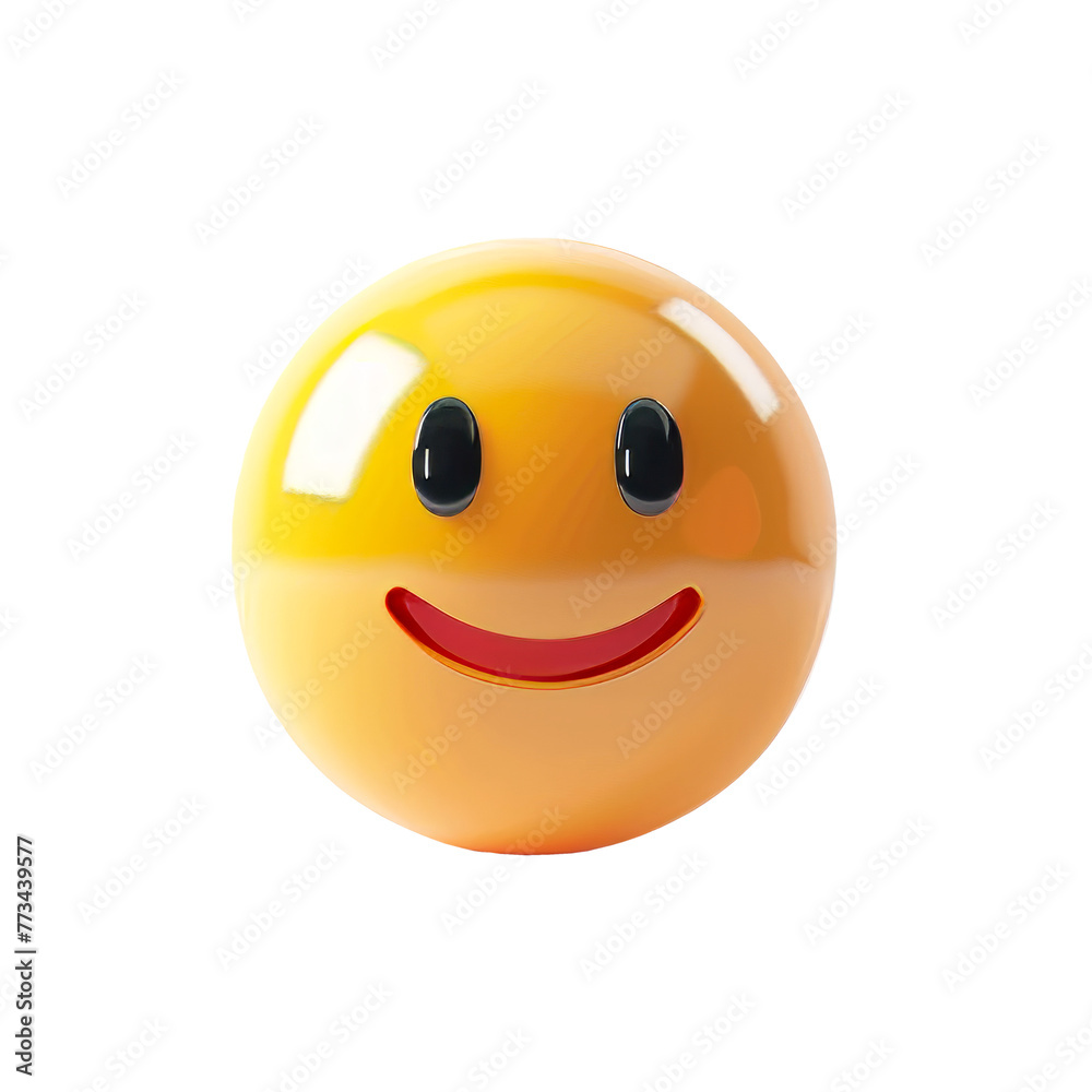 Fototapeta premium Happy emoji model design render. isolated on transparent background.