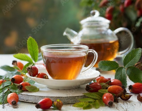 Herbata z owocu dzikiej róży photo