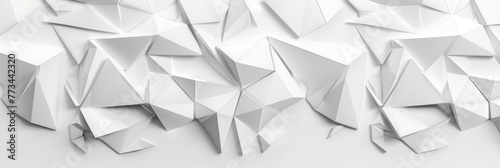 White 3D Texture with Abstract Triangular Design on Wide Background