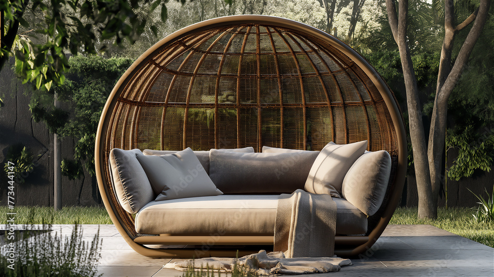 Retro style garden or living room furniture made by rattan and wicker.