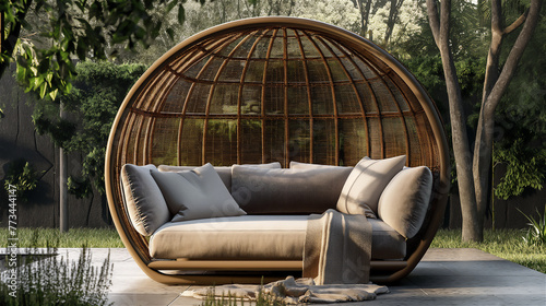 Obraz na płótnie Retro style garden or living room furniture made by rattan and wicker. w salonie
