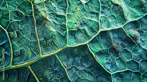 Tropical leaf texture with intricate veins and cells, macrophotography
