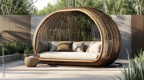 Obraz na płótnie Retro style garden or living room furniture made by rattan and wicker. w salonie