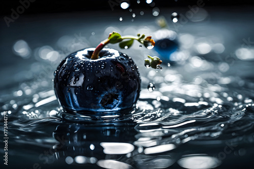 Wallpaper Mural Freeze-frame a moment of a single blueberry plunging into a pool of water, capturing the ripples and droplets in exquisite detail.
 Torontodigital.ca