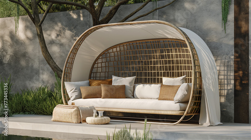Obraz na płótnie Retro style garden or living room furniture made by rattan and wicker. w salonie