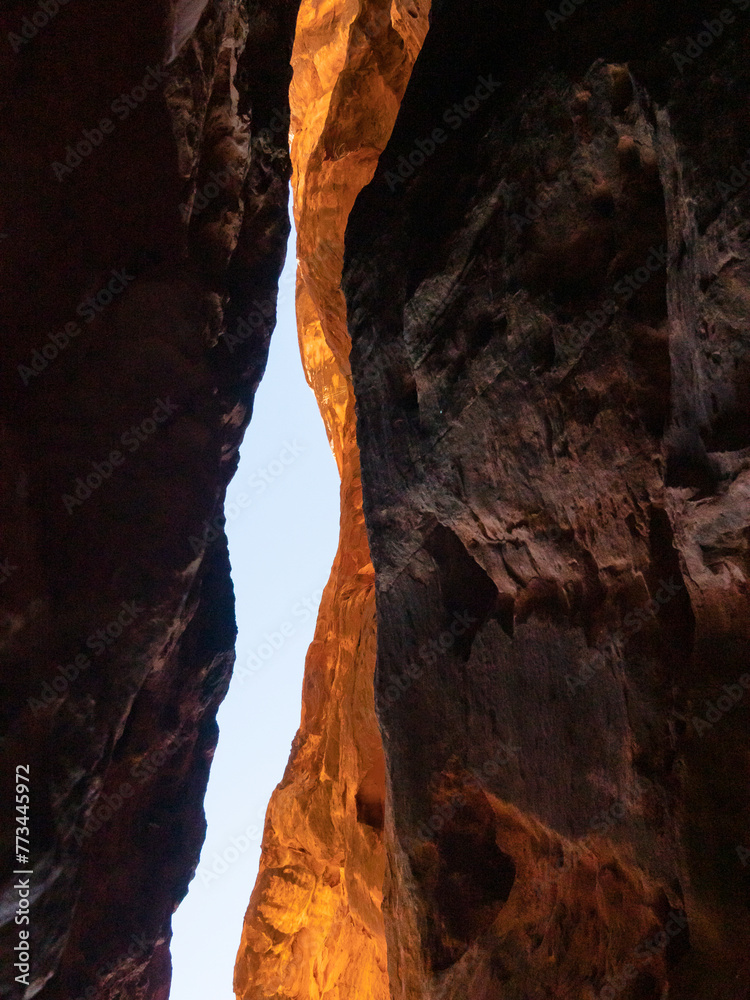 Jenny Canyon Sky: A sliver of the sky appears above the slot canyon in Snow Canyon State Park.