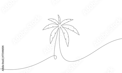 one line palm tree illustration drawing. abstract minimal line art design