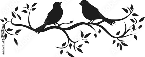 birds on a tree branch Silhouette Vector