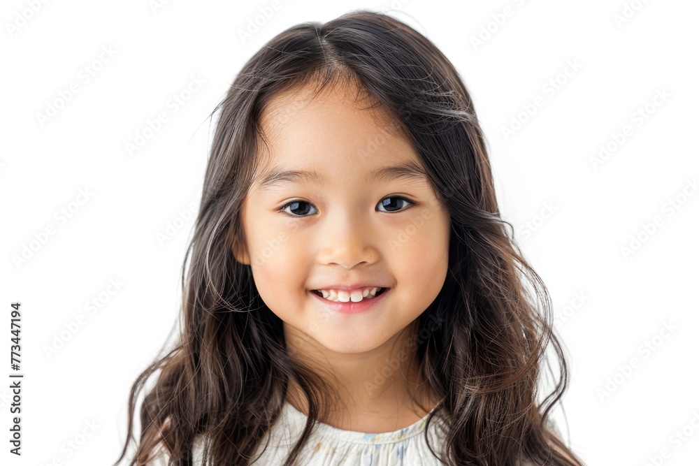 Girl Child. Asian Little Girl Smiling Portrait Isolated on White Background Girl Child. Asian Little Girl Smiling Portrait Isolated on White Background