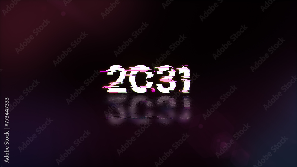 3D rendering 2031 text with screen effects of technological glitches 3D rendering 2031 text with screen effects of technological glitches
