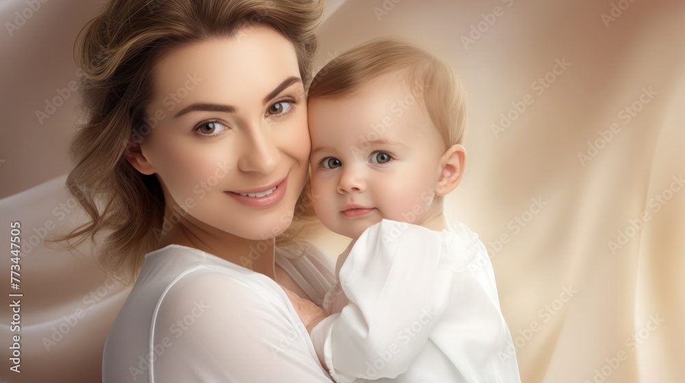Parenthood joy: Mother and baby, a cute family moment captured in a comfortable home setting.