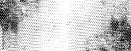 Monochrome texture composed of irregular graphic elements. Distressed uneven grunge background. Abstract vector illustration. Overlay for interesting effect and depth. Isolated on white background.