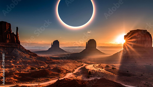 solar eclipse and Monument Valley