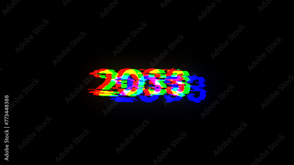 3D rendering 2033 text with screen effects of technological glitches 3D rendering 2033 text with screen effects of technological glitches