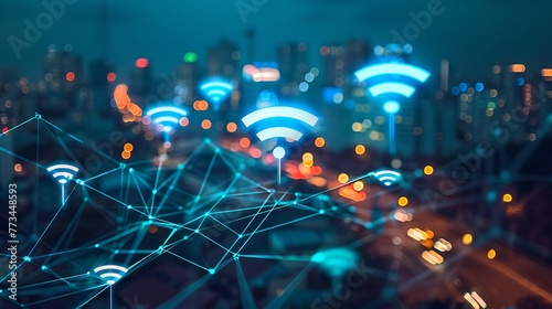 Wireless data network and connection technology concept photo