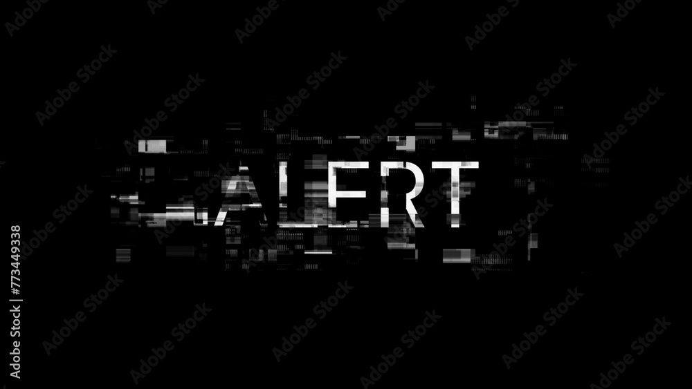 3D rendering alert text with screen effects of technological glitches 3D rendering alert text with screen effects of technological glitches