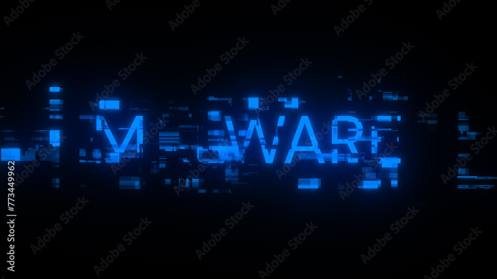 3D rendering malware text with screen effects of technological glitches 3D rendering malware text with screen effects of technological glitches