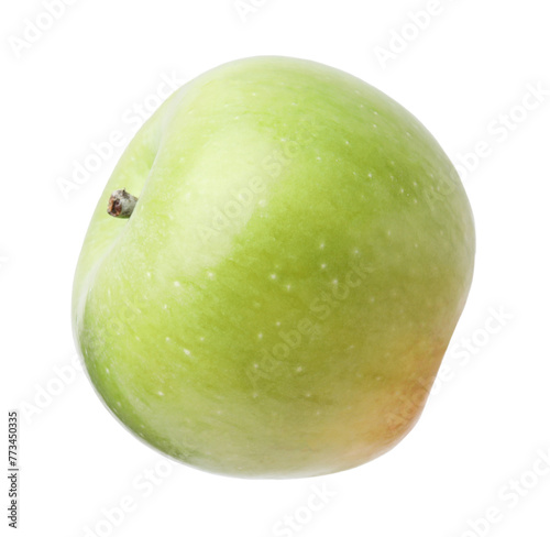 Whole ripe green apple isolated on white