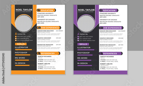 Professional CV resume template design and letterhead / cover letter.