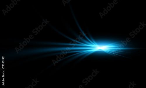 Blue transparent light lens flares streaks