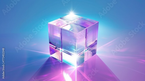 crystal blocks with a stunning holographic purple color texture
