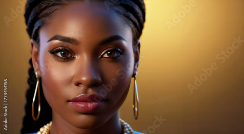 Junge afrikanische Frau mit tollem Styling schaut in die Kamera . close up Portrait foto. KI Generated