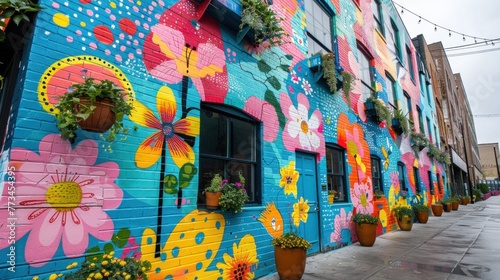 A vibrant street art tour showcasing colorful murals and graffiti.
